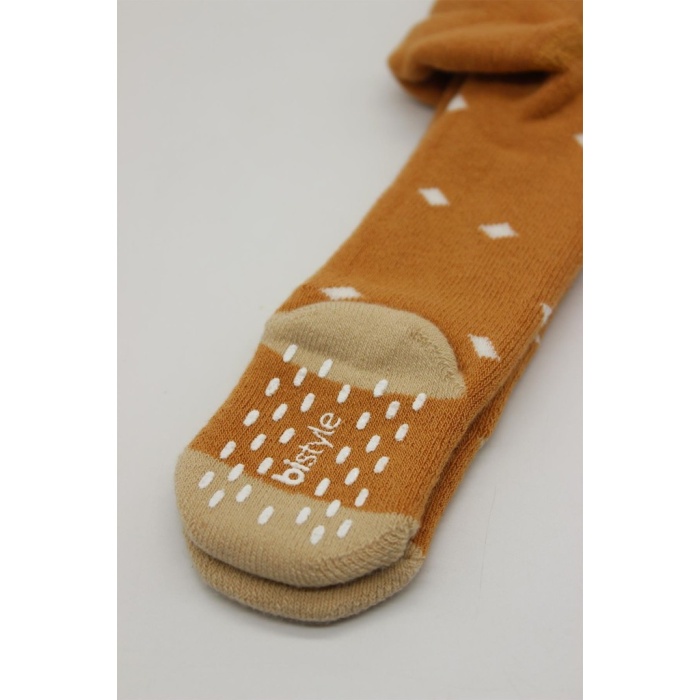 NessiWorld Tekli Puan Kaymaz Havlu Külotlu Çorap BS50502 Hardal