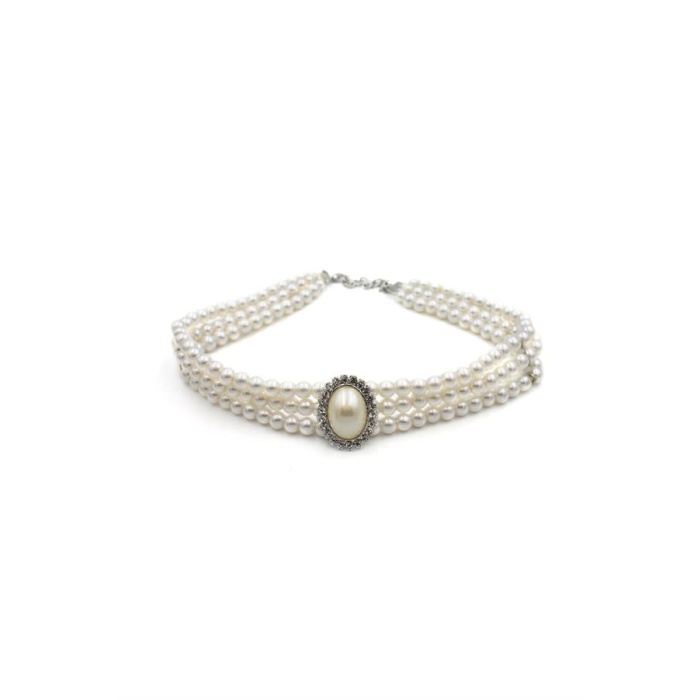 İncili Tasma Kolye - Gümüş