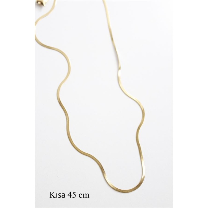 İnce İtalyan Zincir Çelik Kolye (45cm) - Altın