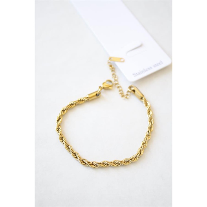 Burgu Çelik Bileklik 3mm - Altın