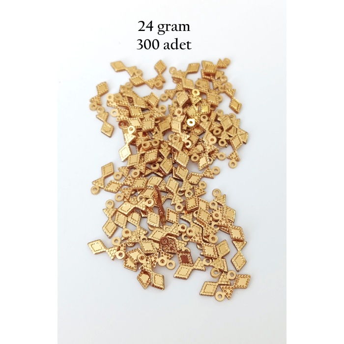 Oya Abiye Bileklik Kolye Pleksi Metalik Plastik Pul Altın Renk 24 gram 300 adet - BNC536