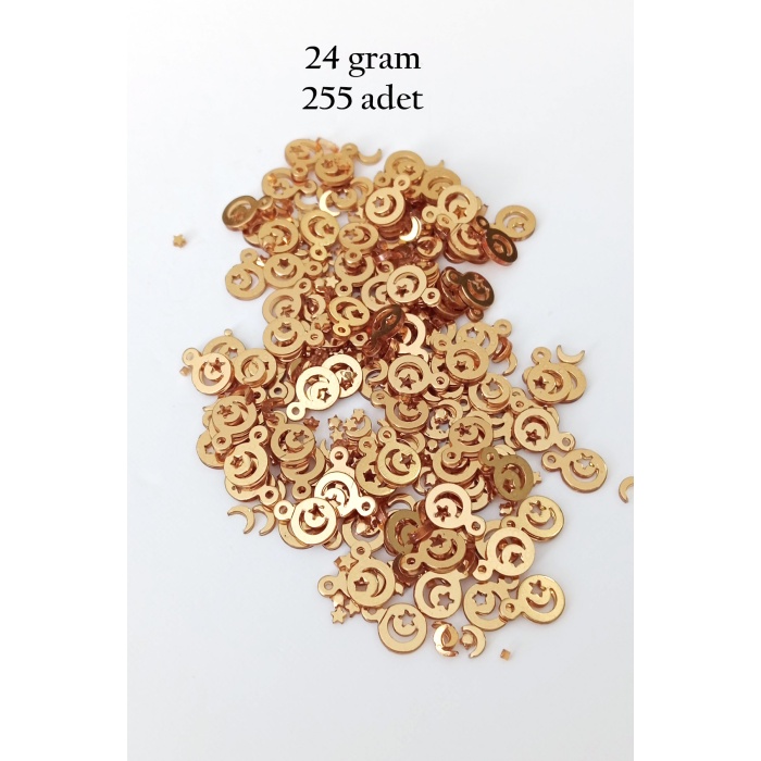 Oya Abiye Bileklik Kolye Pleksi Metalik Plastik Pul Altın Renk 24 gram 255 adet - BNC543