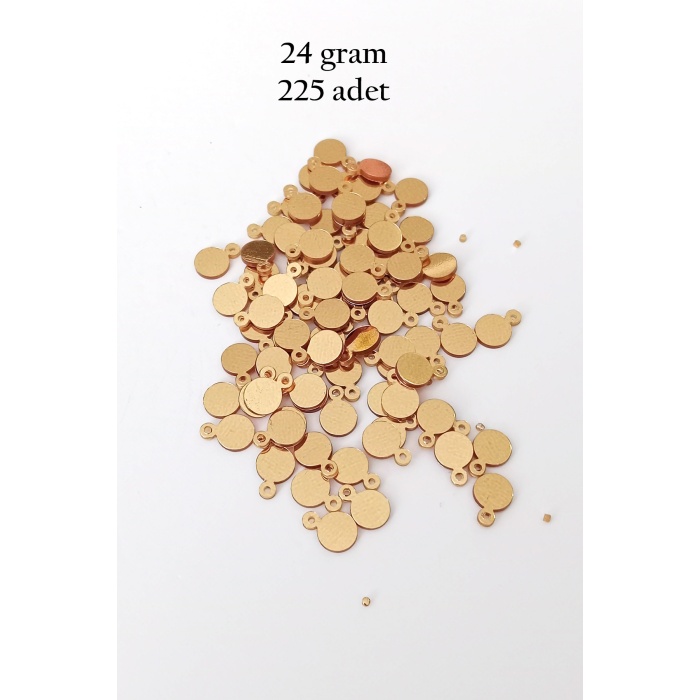 Oya Abiye Bileklik Kolye Pleksi Metalik Plastik Pul Altın Renk 24 gram 225 adet - BNC553