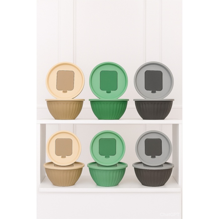 4 Parça Rendeli Karıştırma ve Saklama Kabı 2,5 Litre