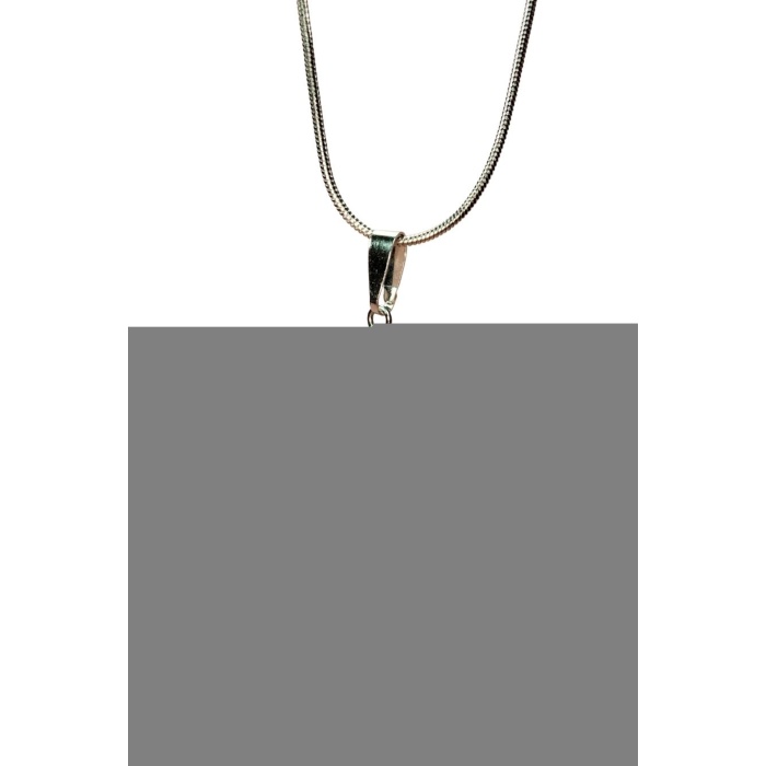 Akuamarin Doğal Taşı Zincirli El Yapımı Kolye Uç: 3 cm Zincir: 20 cm Kutulu