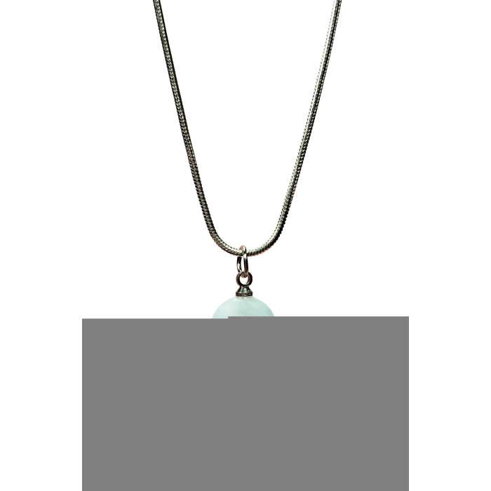 Kalsedon Doğal Taşı Zincirli El Yapımı Kolye Uç: 1,5 cm Zincir: 20 cm Kutulu