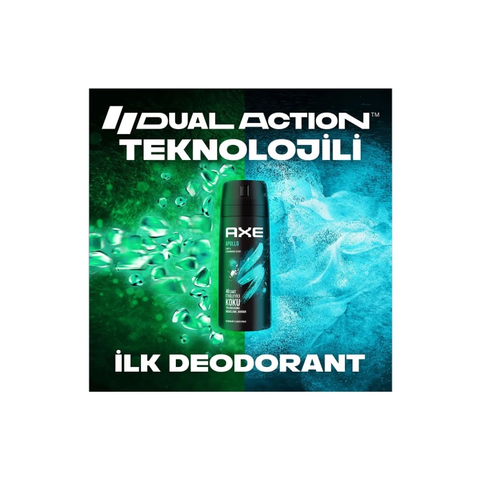 2 Adet Axe Erkek Sprey Deodorant Apollo 48 Saat Etkileyici Koku Vücut Spreyi 150 ml