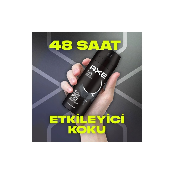 3 Adet Axe Erkek Deodorant & Bodyspray Black 48 Saat Etkileyici Koku Vücut Spreyi 150 ml