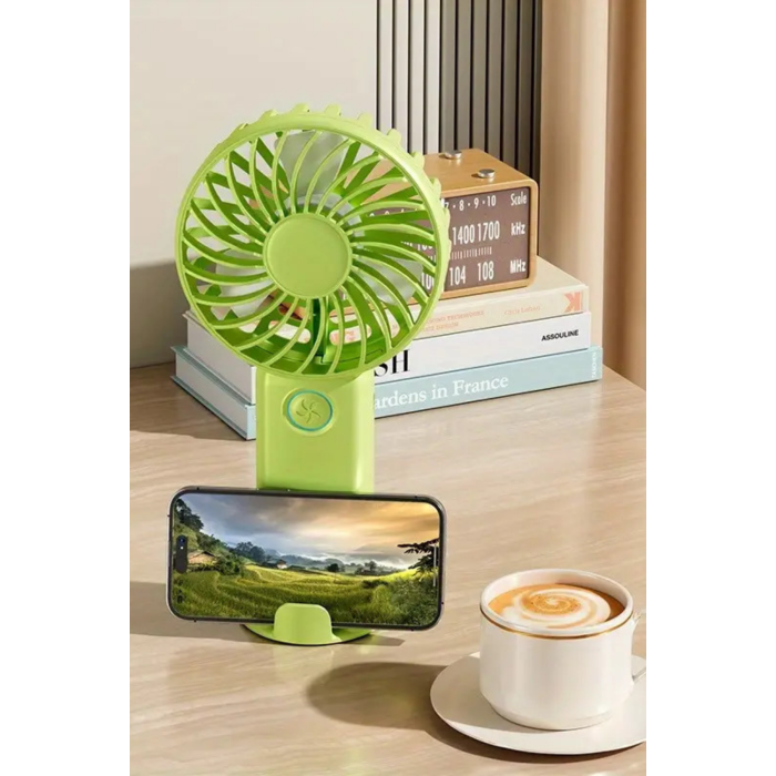 3 Hız Kademeli Şarjlı Sessiz El Vantilatörü Telefon Tutucu Özellikli El Masa Fanı