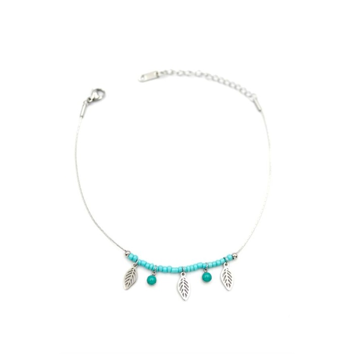 Boncuklu Yonca Halhal - Gümüş