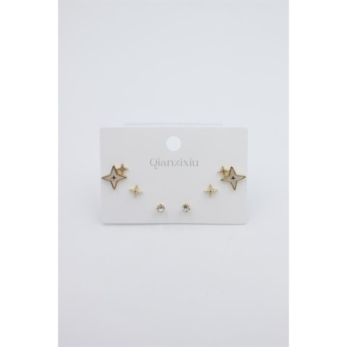 Çoklu Set Küpe - Altın