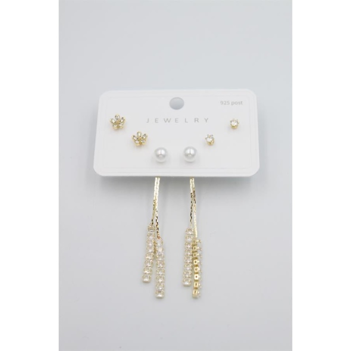 Çoklu Set Küpe - Altın