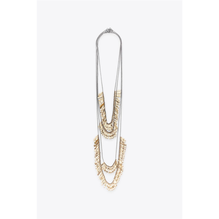 4LÜ METAL PLAKA KOLYE - Altın