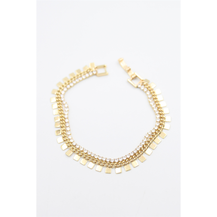 Kare Pullu Su Yolu Bileklik - Altın