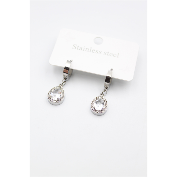 Damla Taşlı Küpe - Gümüş