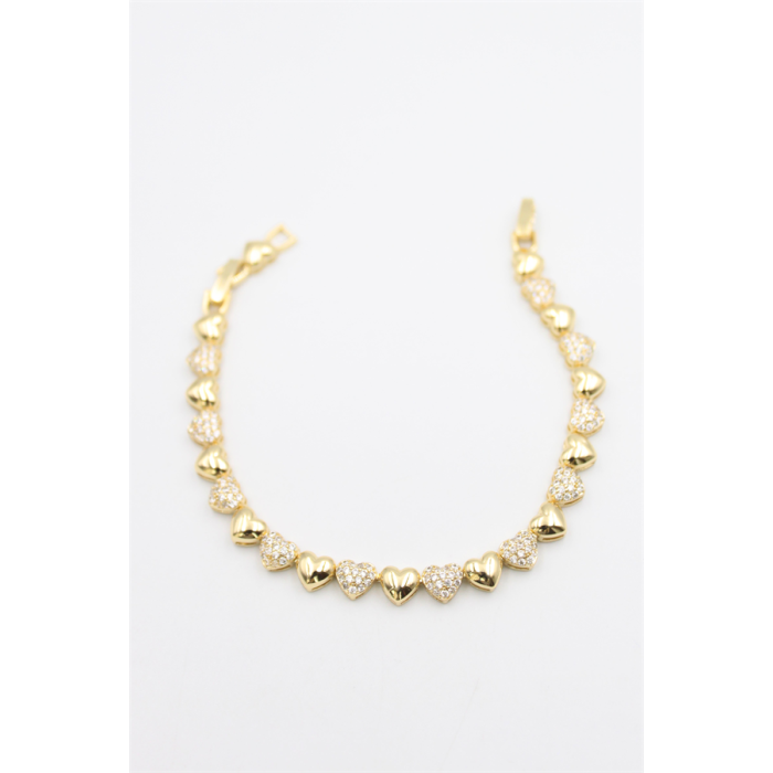 Kalp Taşlı Vip Bileklik - Altın