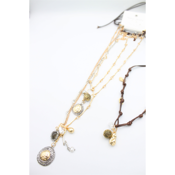 4lü Metal İp Set Kolye - Altın