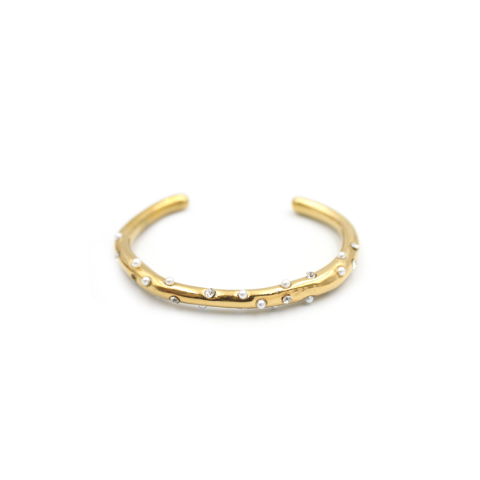 Taşlı İncili Bilezik - Altın