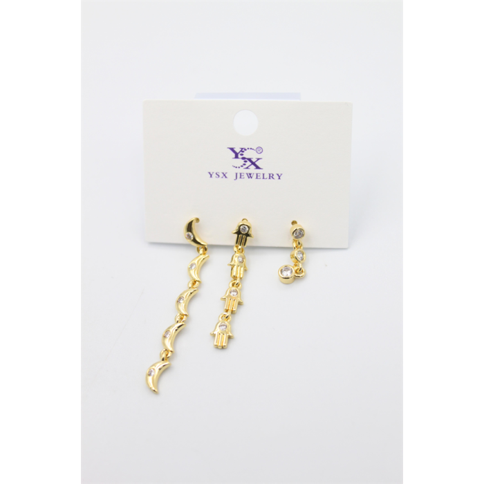 3lü Ay Küpe - Altın