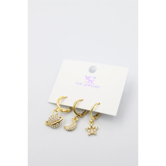 3lü Gezegen Küpe - Altın