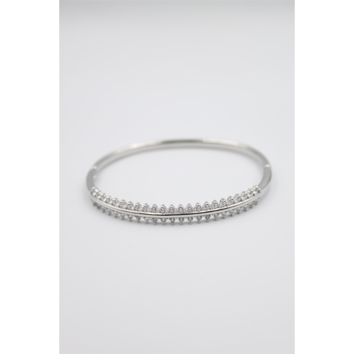 Taşlı Vip Bilezik - Gümüş