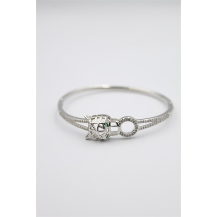 Taşlı Vip Bilezik - Gümüş