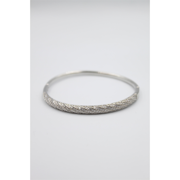 Taşlı Vip Bilezik - Gümüş