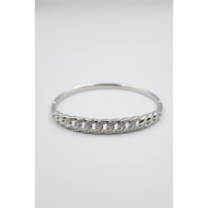 Taşlı Vip Bilezik - Gümüş