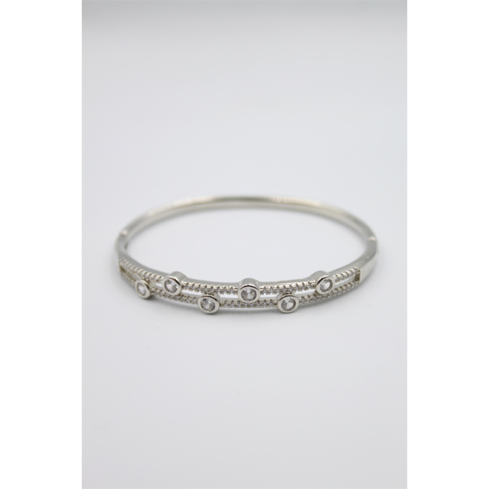 Taşlı Vip Bilezik - Gümüş