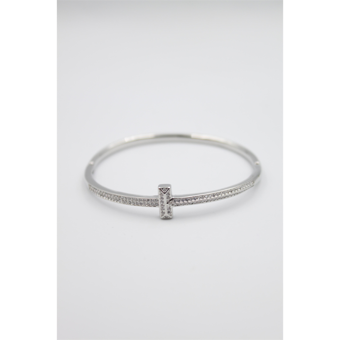 Taşlı Vip Bilezik - Gümüş