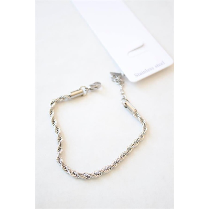 Burgu Çelik Bileklik 3mm - Gümüş