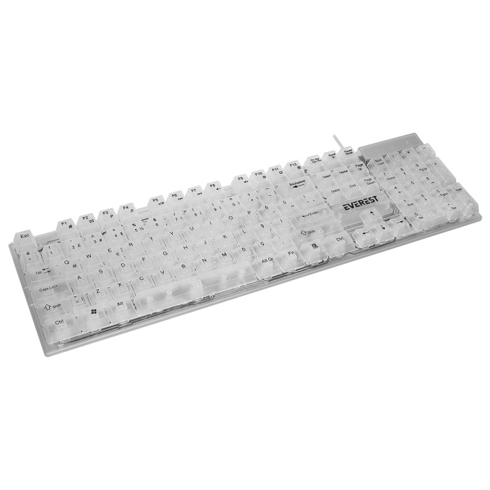 Everest KB-24 Beyaz Rainbow Membrane RGB Işıklı Oyuncu Klavyesi Türkçe Q