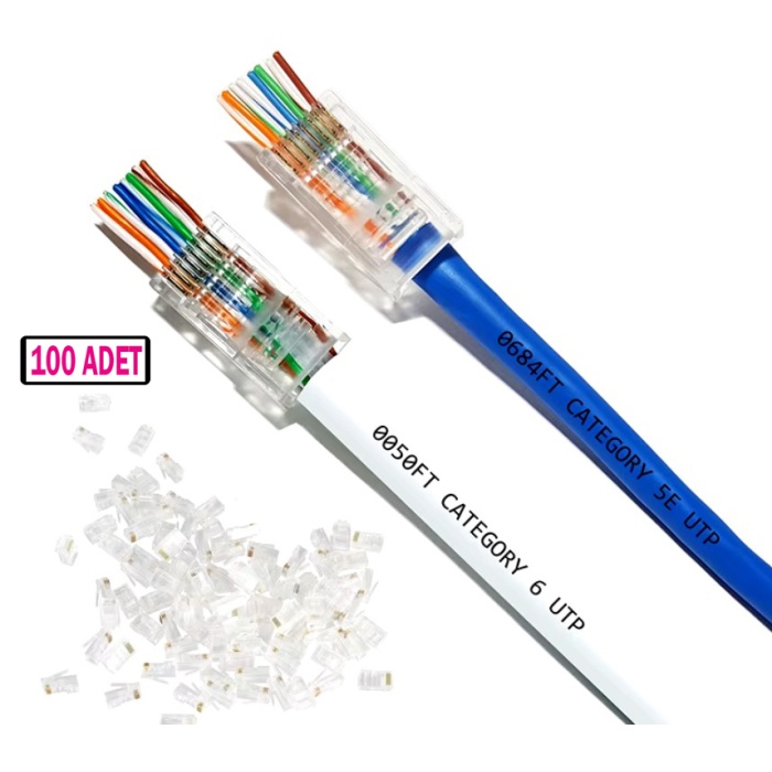 RJ45 PL-6157 Cat6 Yeni Nesil Delikli Jack Konnektör 100 Adet
