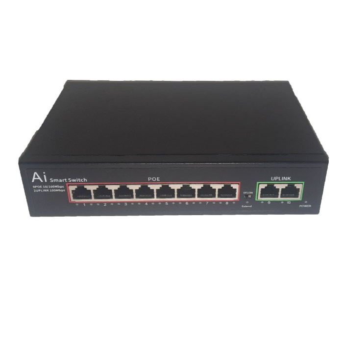 MPIA MP-POE8 8 Port 2*10/100Mbps PoE Switch 2 Uplink - 8 Port PoE Switch 120W Watt