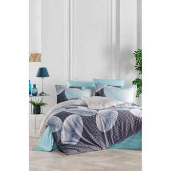 Newhome Randy Çift Kişilik %100 Pamuk Saten Nevresim Takımı - Mavi