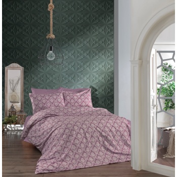 Venessa Çift Kişilik Pamuklu Nevresim Takımı-Çiçekli Mor