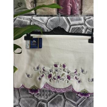 Sırma Home Çiçekli Küpeli Nakışlı 6lı El&Yüz Havlu Seti