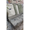 RoseNurr Home Collection Pamuklu Aile Bornoz Seti - Krem/Yeşil
