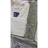 RoseNurr Home Collection Pamuklu Aile Bornoz Seti - Krem/Yeşil