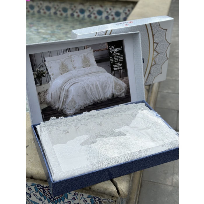 Alfima Elegant Fransız Güpürlü Çeyizlik Pike Takımı - Krem