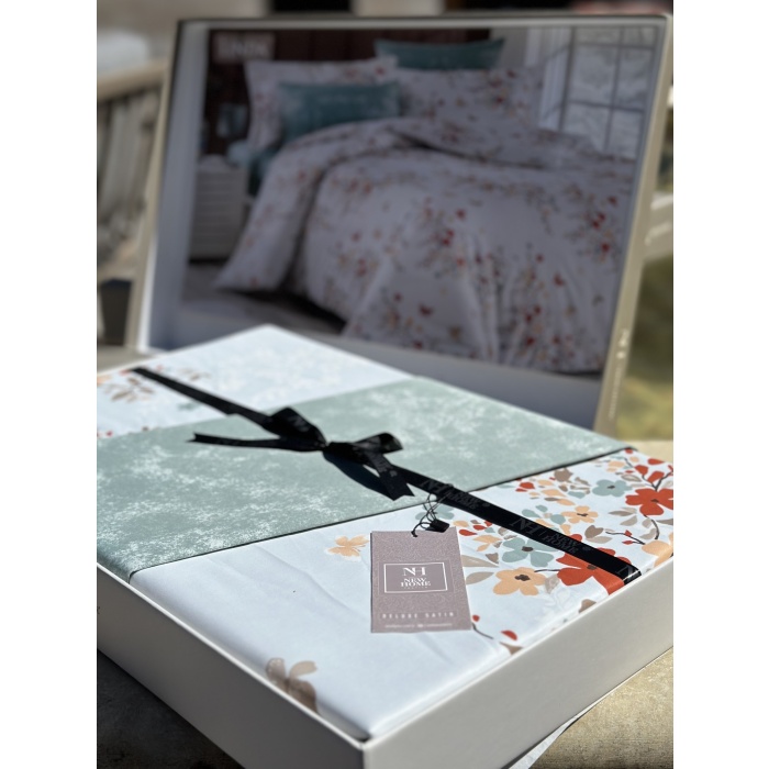 Newhome Linda Çift Kişilik %100 Pamuk Saten Nevresim Takımı - Mavi/Kırmızı