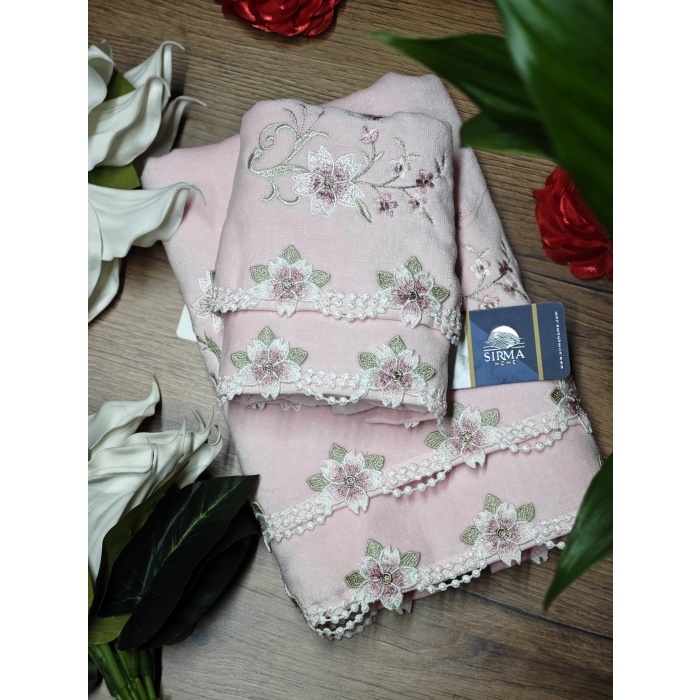 Arliva Sakura Analı Kızlı havlu Seti-PEMBE