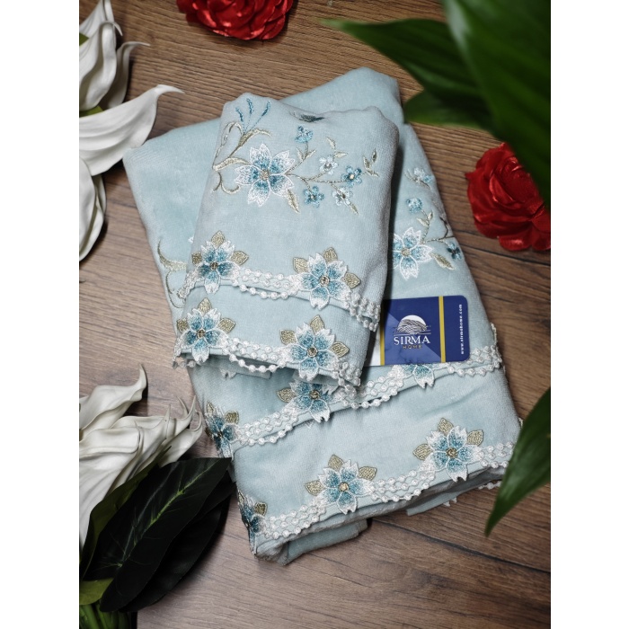 Arliva Sakura Analı Kızlı havlu Seti-MAVİ