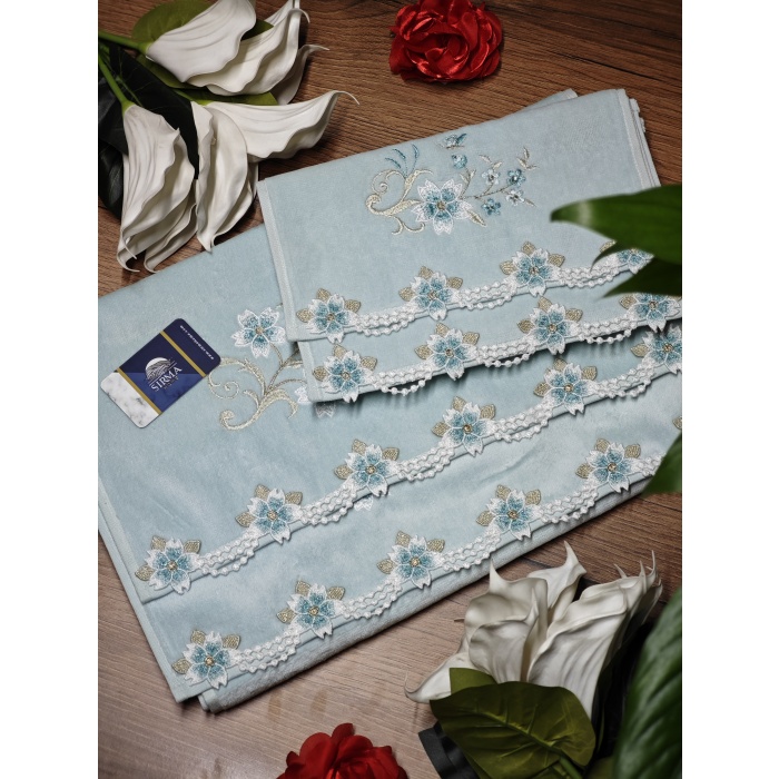 Arliva Sakura Analı Kızlı havlu Seti-MAVİ