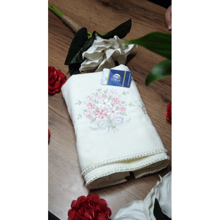 Hazangülü Collection Ünsal Kadife Mısra 6lı El&Yüz Havlu Seti