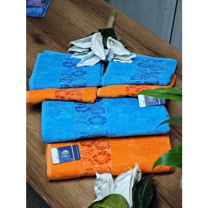 Sırma Home Hamam Seti-Turuncu Mavi