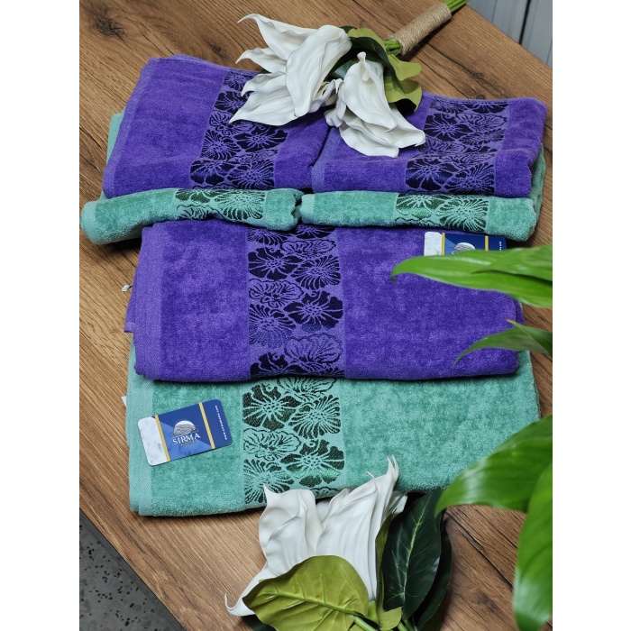Sırma Home Hamam Seti-Yeşil Mor