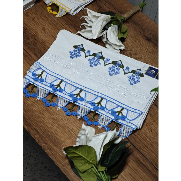 Sırma Home Nakışlı 6lı Vişne Model İğne Oyalı Havlu Seti