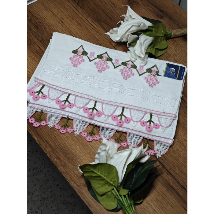 Sırma Home Nakışlı 6lı Vişne Model İğne Oyalı Havlu Seti