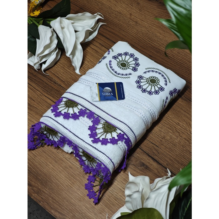 Sırma Home Nakışlı 6lı Çiçekli Model İğne Oyalı Havlu Seti